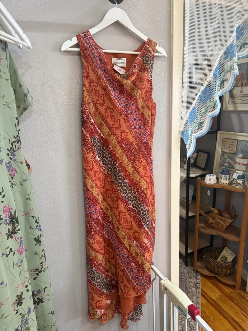 karin stevens Orange and Gold Patterned Maxi Dress